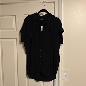 Essentials Black Button-Front Women's Shirt
